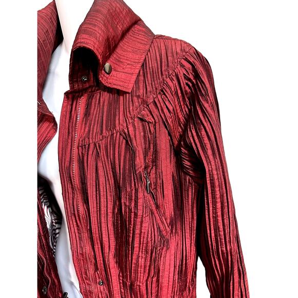 UBU Crinkled Pleated Lightweight jacket in Dark Red Boho Retro‎ M - Picture 5 of 13
